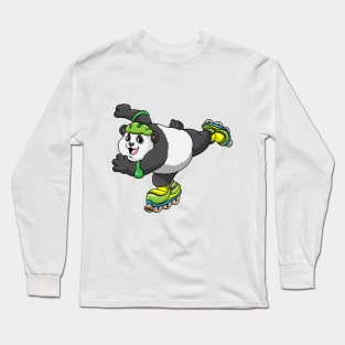 Panda as Inline skater with Inline skates and Helmet Long Sleeve T-Shirt